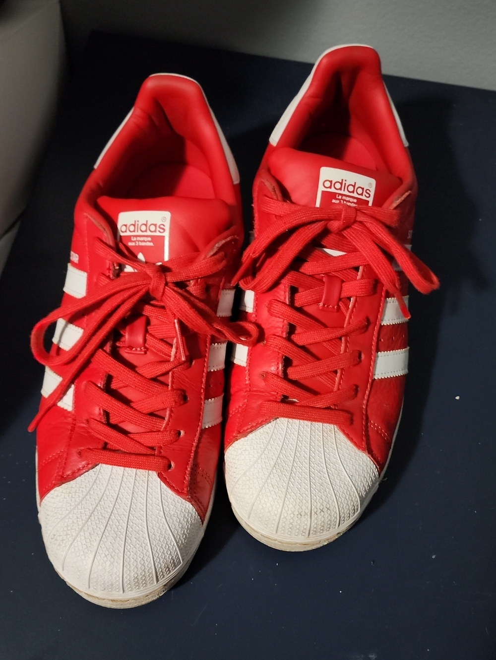 adidas Kids Red and White Superstar Sneakers